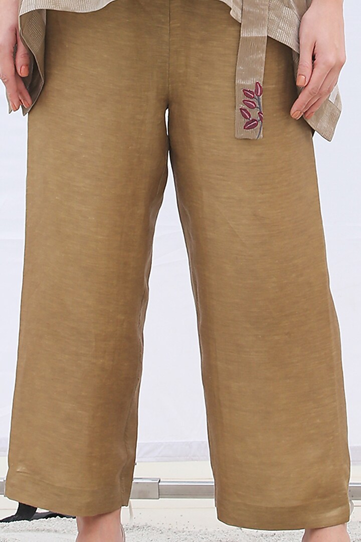 Pale Brown Handloom Tissue Silk Short Jacket Set by OJA at Pernia's Pop Up Shop