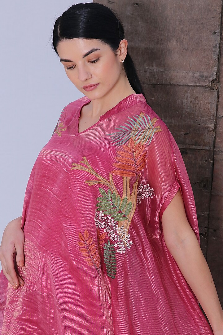 French Pink Handloom Tissue Silk Tunic Set by OJA at Pernia's Pop Up Shop