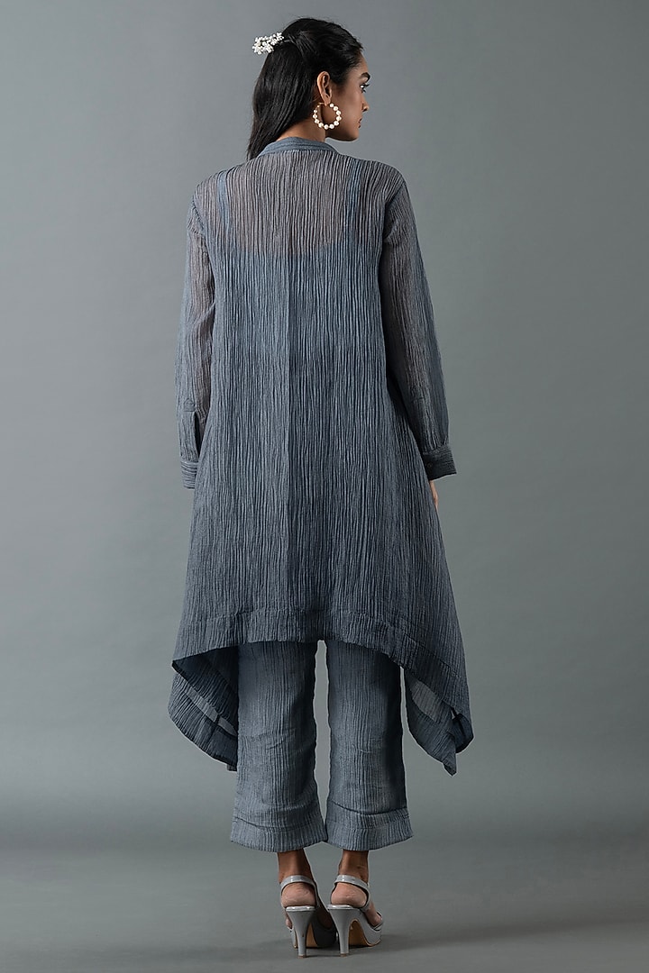Pebble Grey Japanese Quash Floral Embroidered Tunic Set by OJA at Pernia's Pop Up Shop
