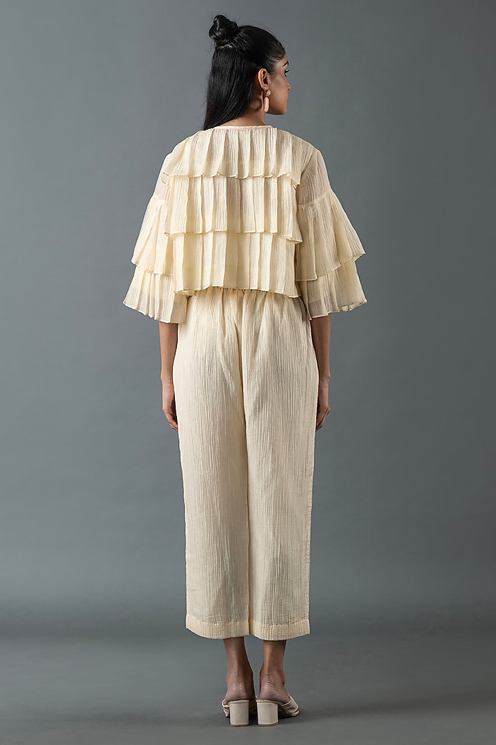 Ivory Japanese Quash Embroidered Co-Ord Set by OJA at Pernia's Pop Up Shop