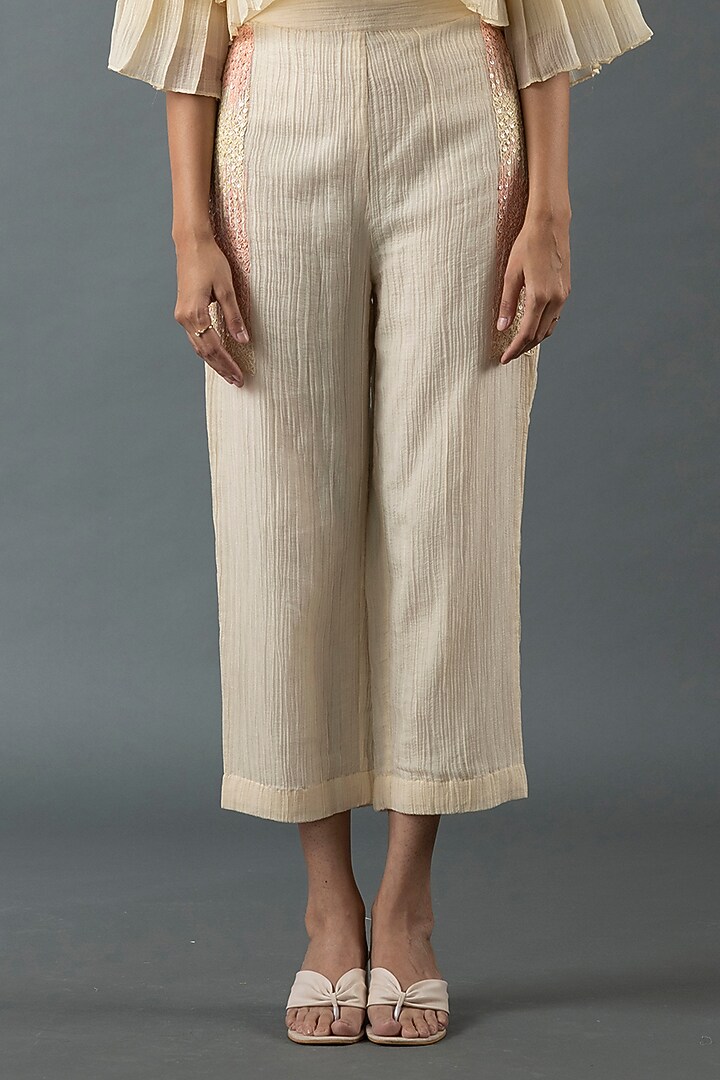 Ivory Japanese Quash Embroidered Co-Ord Set by OJA at Pernia's Pop Up Shop