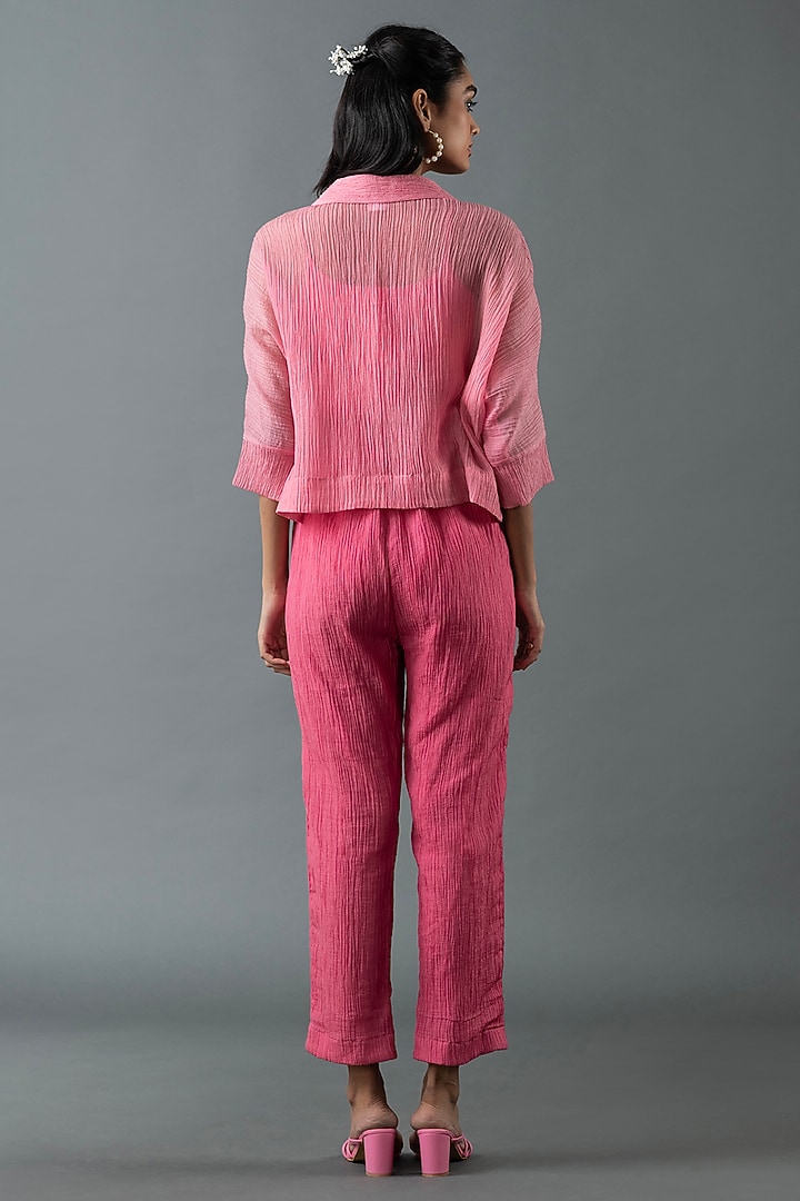 Rose Pink Japanese Quash Floral Embroidered Jacket Set by OJA at Pernia's Pop Up Shop