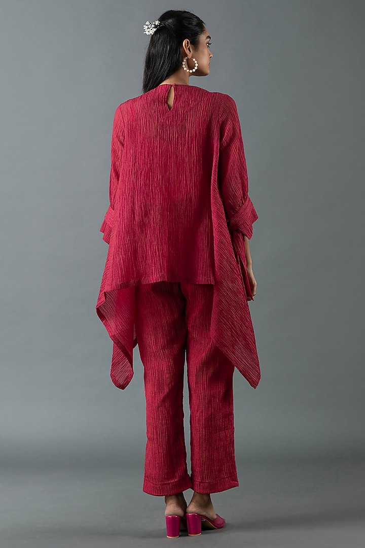 Maroon Japanese Quash Embroidered Tunic Set by OJA at Pernia's Pop Up Shop