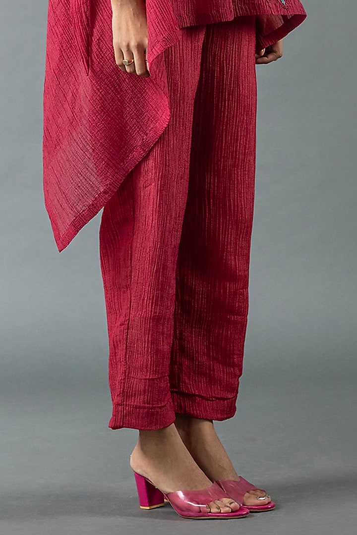 Maroon Japanese Quash Embroidered Tunic Set by OJA at Pernia's Pop Up Shop