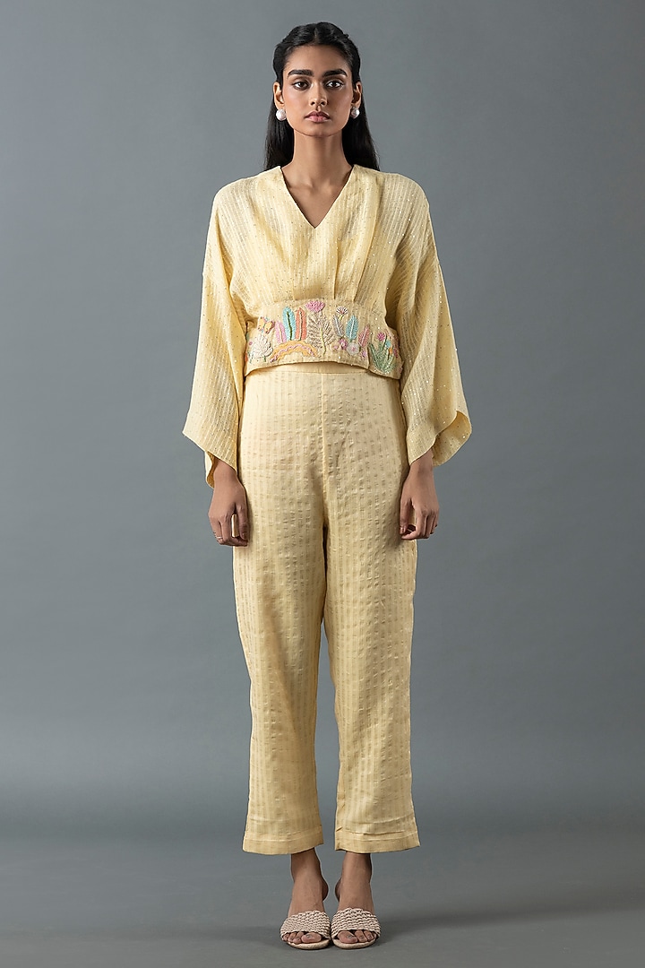 Gold Shrim Linen Co-Ord Set by OJA at Pernia's Pop Up Shop
