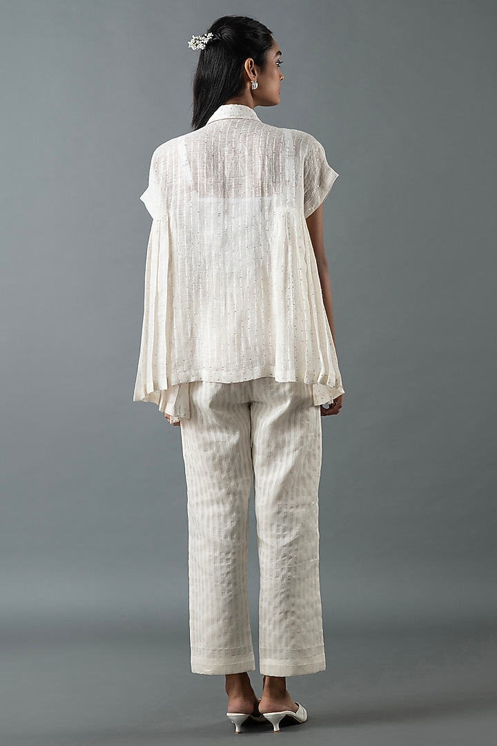 Ivory Shrim Linen Pant Set by OJA at Pernia's Pop Up Shop