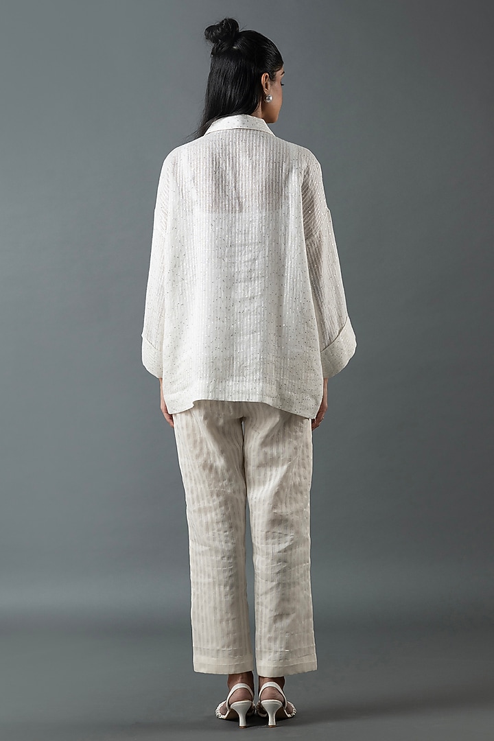 Ivory Shrim Linen Pant Set by OJA at Pernia's Pop Up Shop