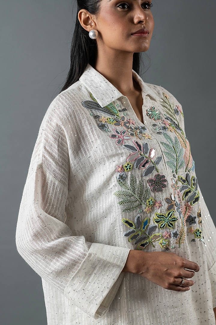 Ivory Shrim Linen Pant Set by OJA at Pernia's Pop Up Shop