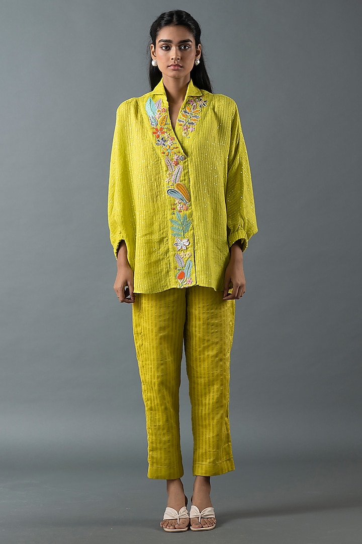 Lime Green Linen Co-Ord Set by OJA at Pernia's Pop Up Shop