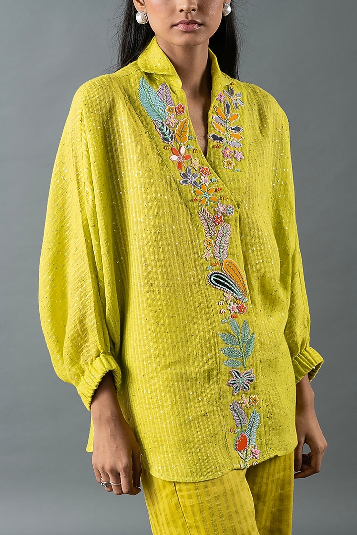Lime Green Linen Co-Ord Set by OJA at Pernia's Pop Up Shop