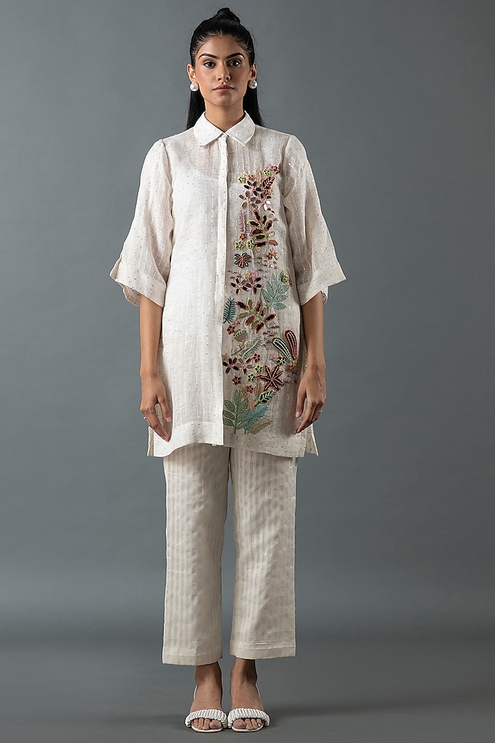 Ivory Shrimp Linen Tunic Set by OJA at Pernia's Pop Up Shop