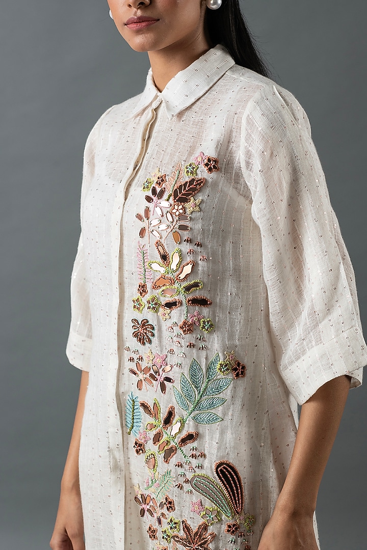 Ivory Shrimp Linen Tunic Set by OJA at Pernia's Pop Up Shop