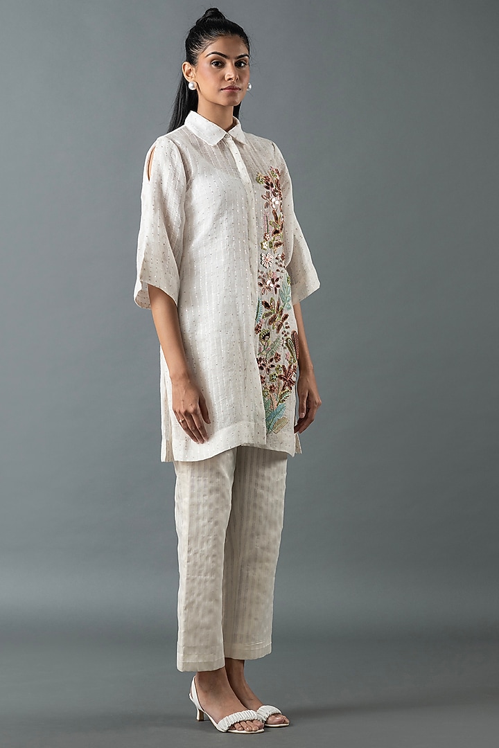 Ivory Shrimp Linen Tunic Set by OJA at Pernia's Pop Up Shop