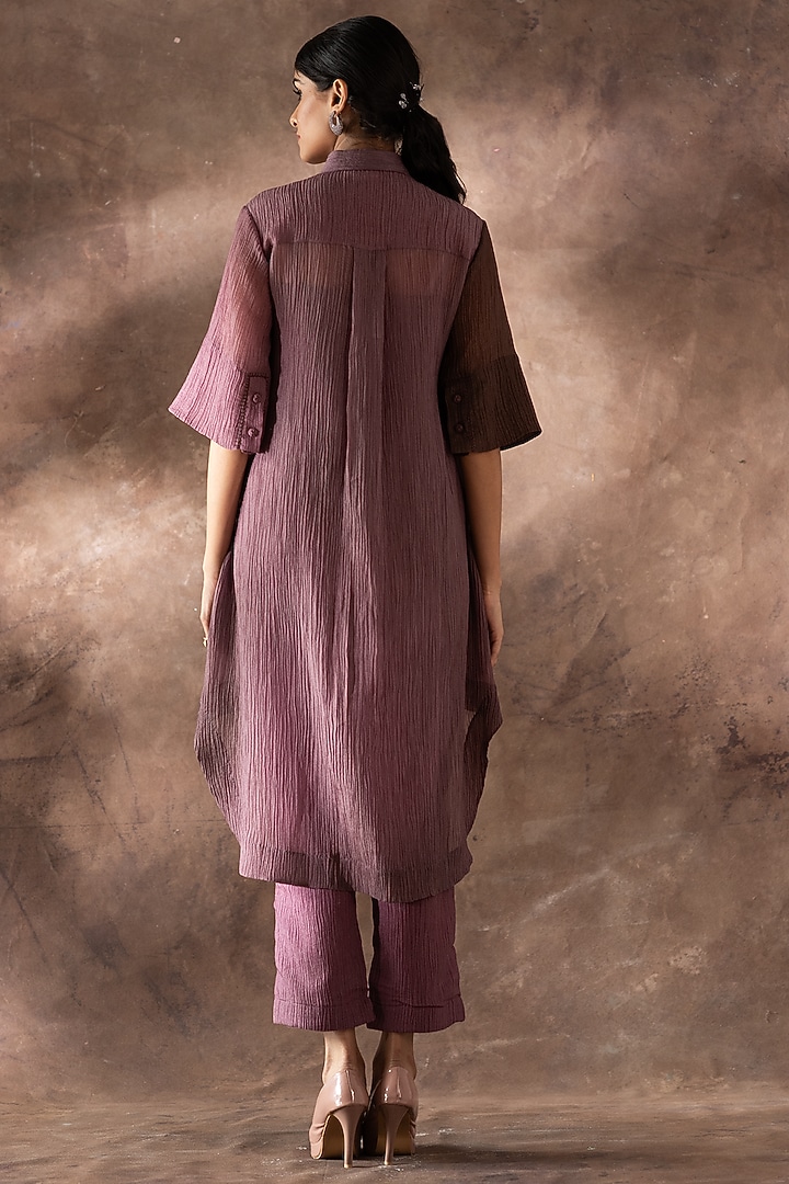 Purple Japanese Quash Floral Embroidered Tunic Set by OJA at Pernia's Pop Up Shop