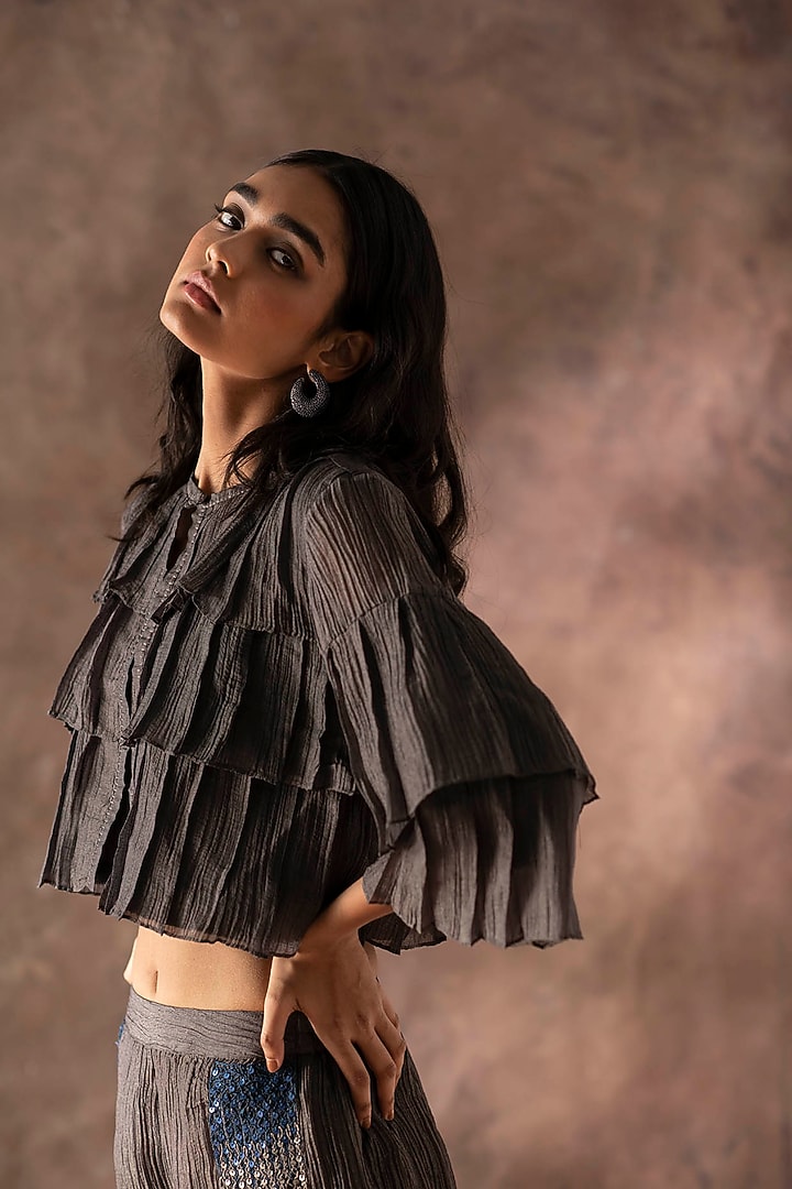 Multi-Colored Japanse Quash Embroidered Co-Ord Set by OJA at Pernia's Pop Up Shop