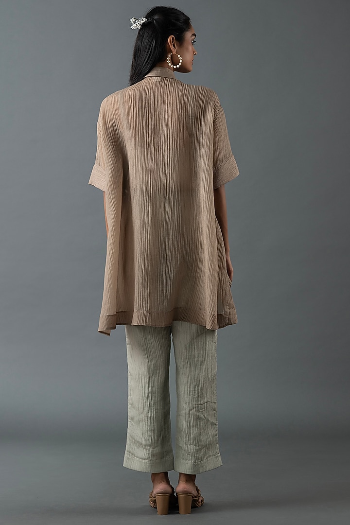 Beige Japanese Quash Embroidered Co-Ord Set by OJA at Pernia's Pop Up Shop