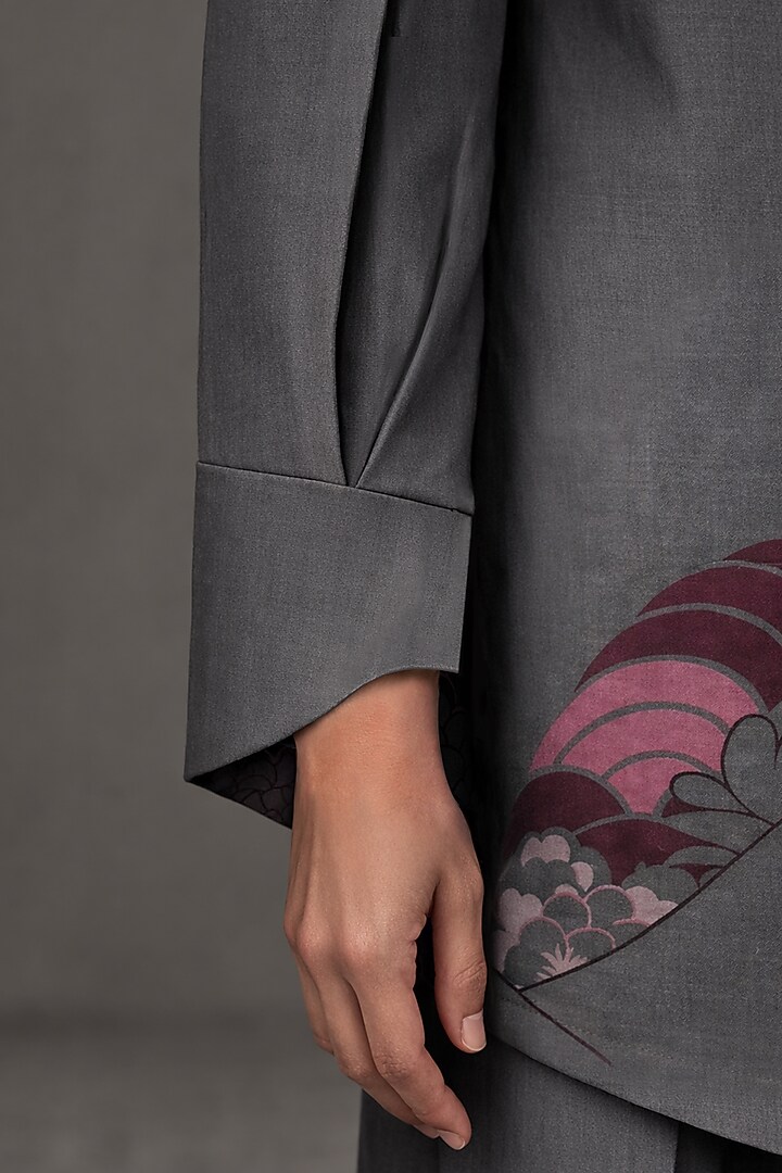 Graphite Grey Silk Chanderi Co-Ord Set by OJA at Pernia's Pop Up Shop