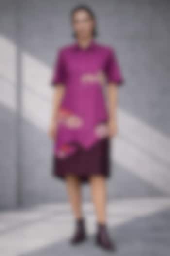 Mulberry Pink Silk Chanderi Shirt Vacation Dress by OJA at Pernia's Pop Up Shop