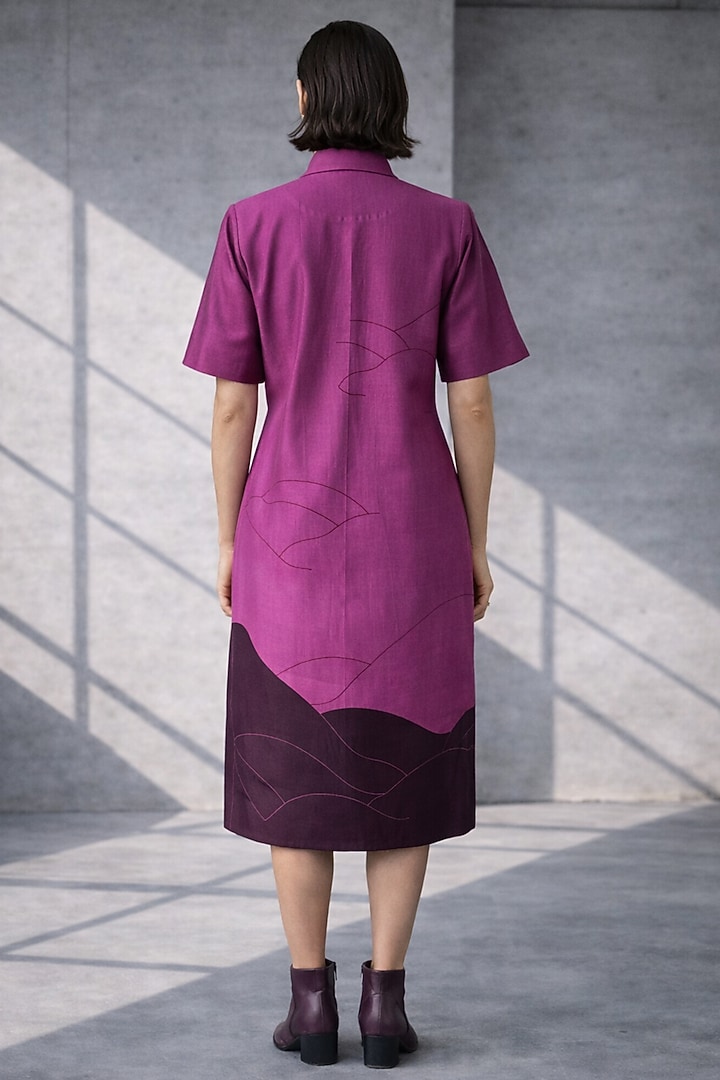 Mulberry Pink Silk Chanderi Shirt Vacation Dress by OJA at Pernia's Pop Up Shop