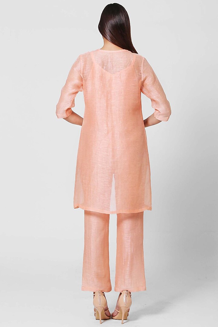 Peach Embellished Jumpsuit With Jacket by OJA at Pernia's Pop Up Shop