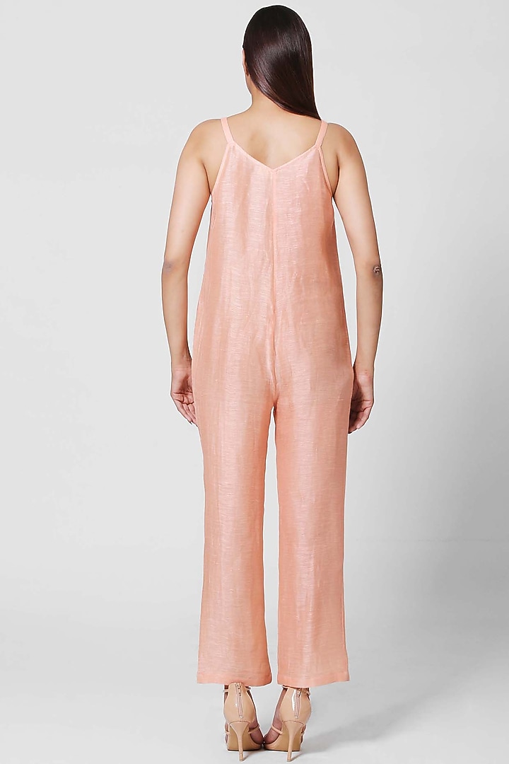 Peach Embellished Jumpsuit With Jacket by OJA at Pernia's Pop Up Shop