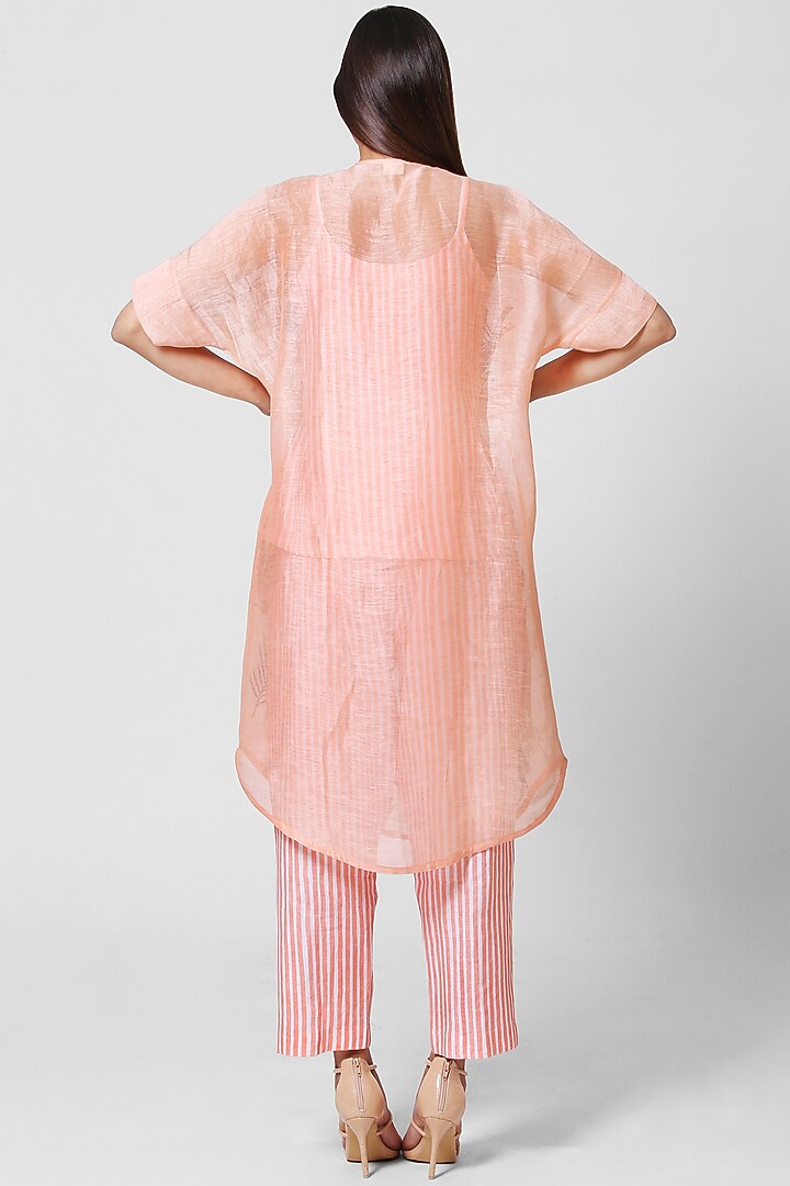 Peach Embellished Kaftan Tunic Set by OJA at Pernia's Pop Up Shop