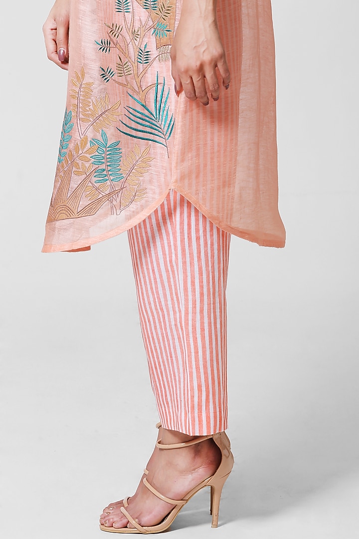 Peach Embellished Kaftan Tunic Set by OJA at Pernia's Pop Up Shop