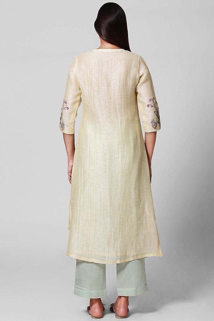 Lemon Embellished Asymmetrical Kurta Set by OJA at Pernia's Pop Up Shop