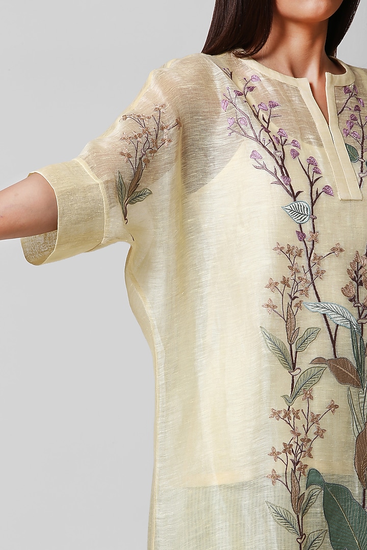 Lemon Embellished Kaftan Tunic Set by OJA at Pernia's Pop Up Shop