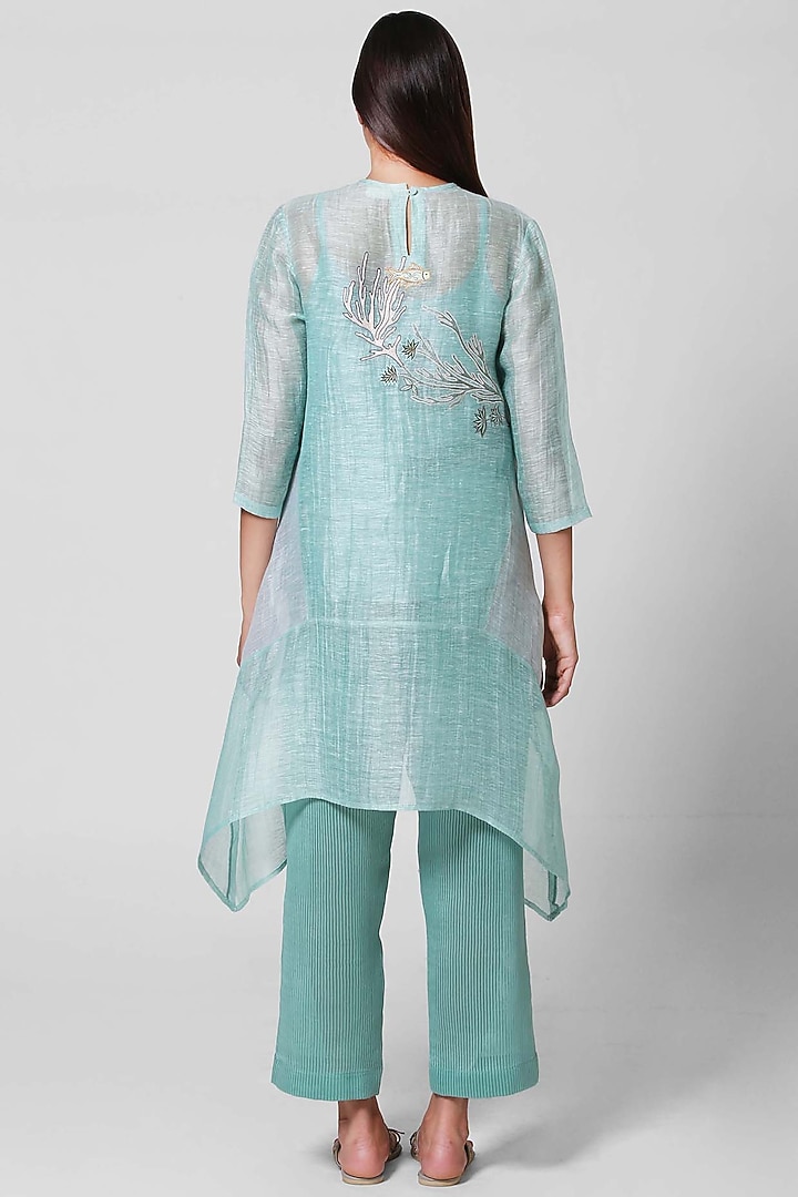 Sea Green Embroidered Kurta Set by OJA at Pernia's Pop Up Shop