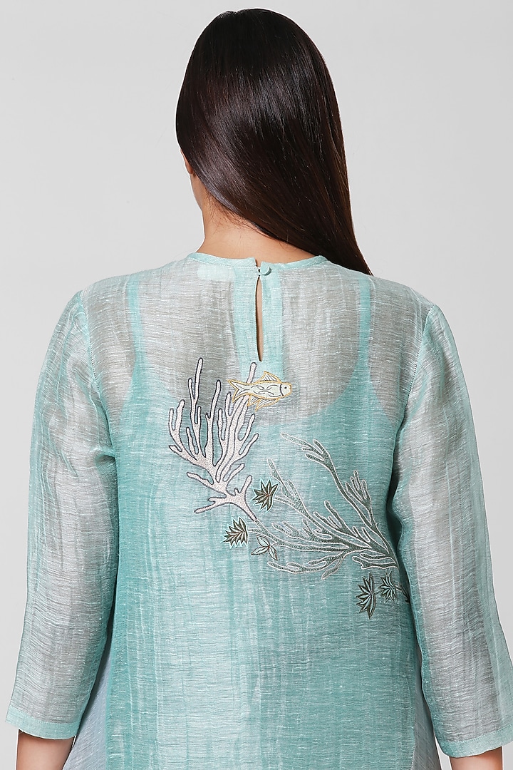 Sea Green Embroidered Kurta Set by OJA at Pernia's Pop Up Shop