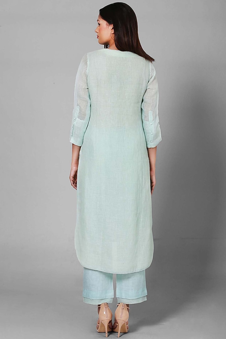 Sea Green Embroidered Kurta Set by OJA at Pernia's Pop Up Shop