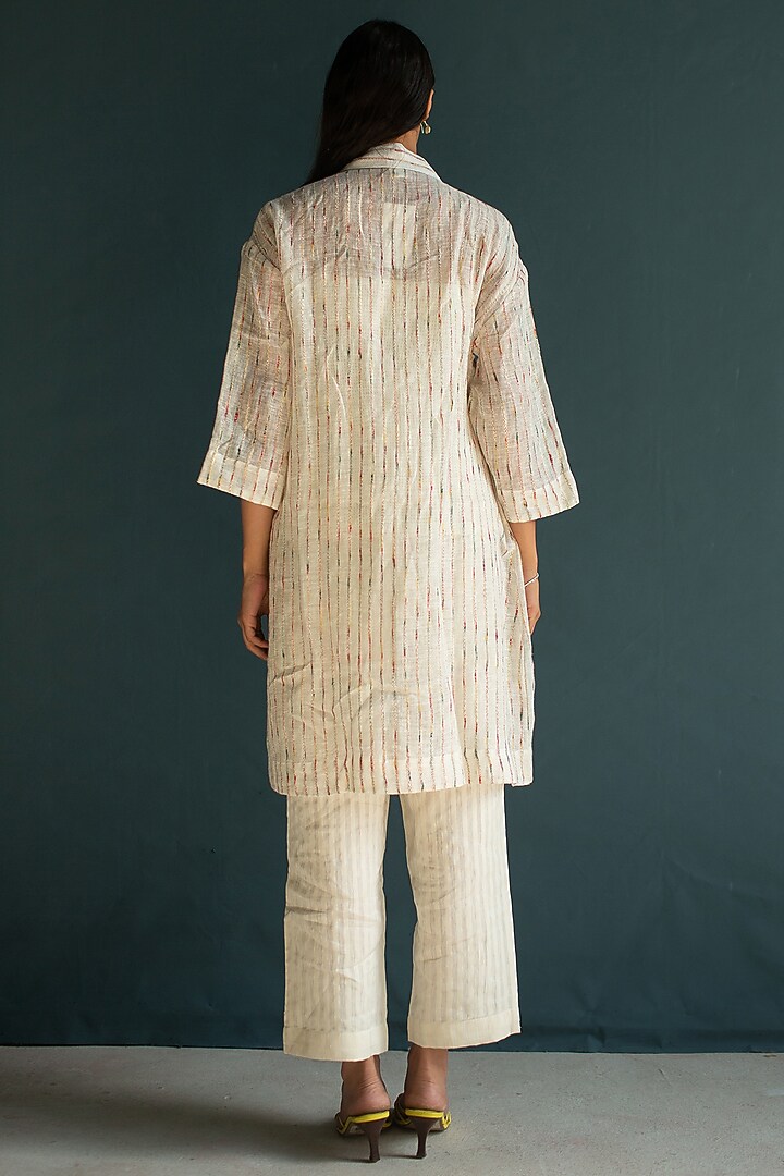 Ivory Handloom Linen Embroidered Co-Ord Set by OJA at Pernia's Pop Up Shop