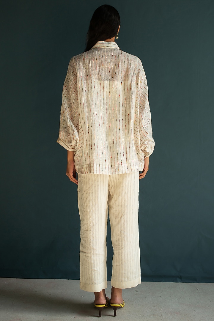 Ivory Linen Floral Embroidered Co-Ord Set by OJA at Pernia's Pop Up Shop