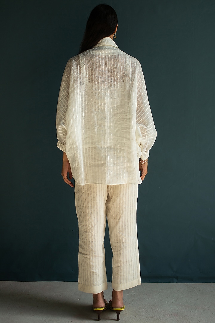 Ivory Linen Fletcher Hand Embroidered Co-Ord Set by OJA at Pernia's Pop Up Shop