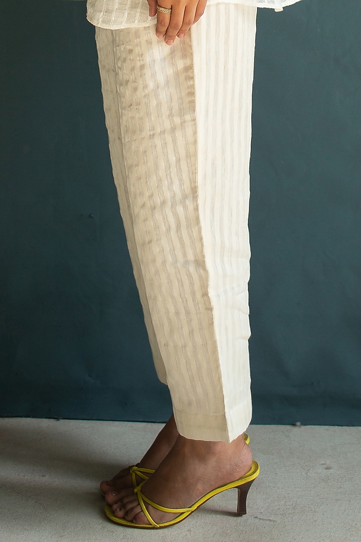 Ivory Linen Fletcher Hand Embroidered Co-Ord Set by OJA at Pernia's Pop Up Shop