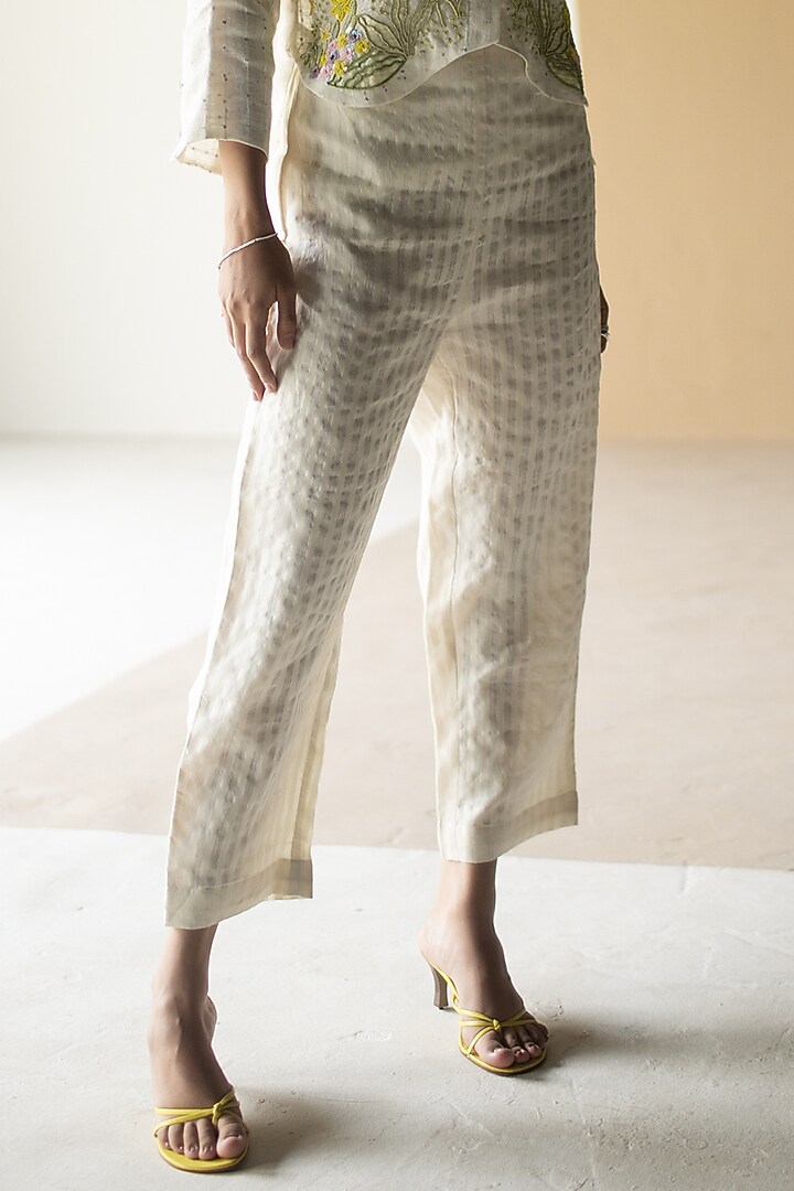 Ivory Linen Fletcher Hand Embroidered Co-Ord Set by OJA at Pernia's Pop Up Shop