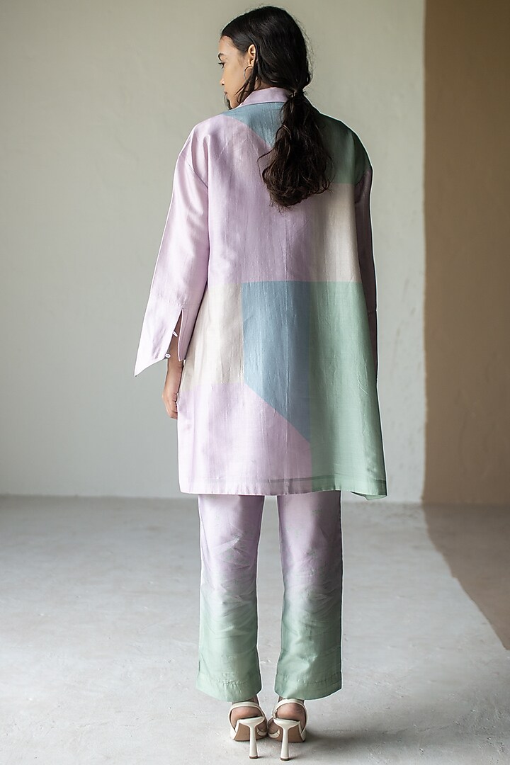 Powder Blue Handloom Silk Chanderi Embroidered Co-ord Set by OJA at Pernia's Pop Up Shop