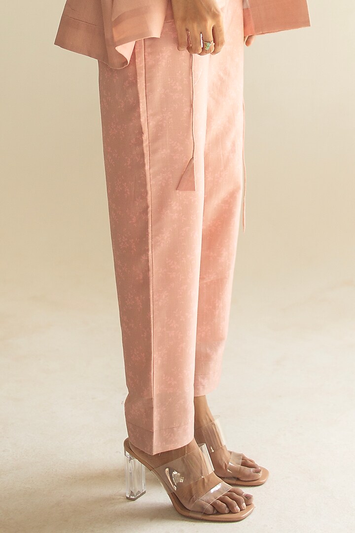 Pastel Peach Handloom Silk Chanderi Co-Ord Set by OJA at Pernia's Pop Up Shop