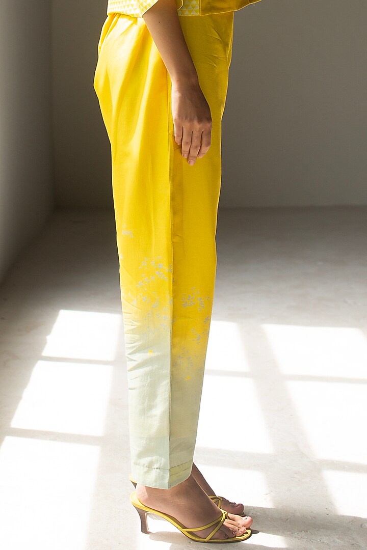 Cadmium Yellow Handloom Silk Chanderi Embroidered Co-Ord Set by OJA at Pernia's Pop Up Shop