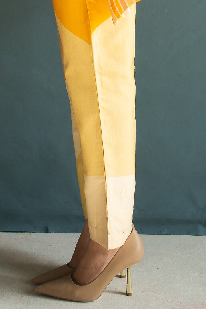 Marigold Yellow Handloom Silk Chanderi Embroidered Co-Ord Set by OJA at Pernia's Pop Up Shop