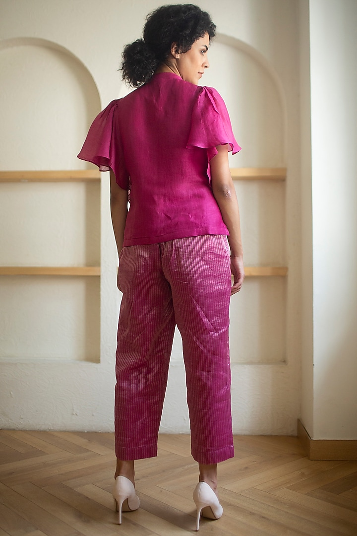 Pink Handloom Linen Silk Tunic Set by OJA at Pernia's Pop Up Shop