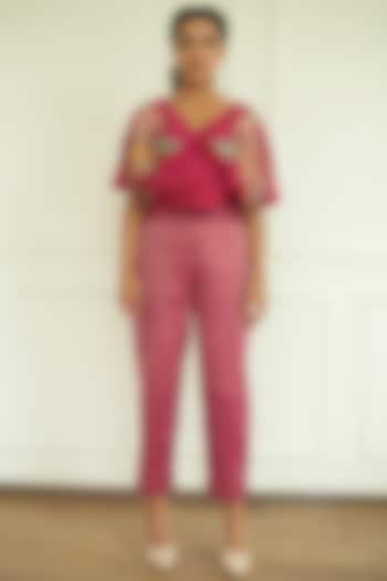 Pink Handloom Linen Silk Tunic Set by OJA at Pernia's Pop Up Shop