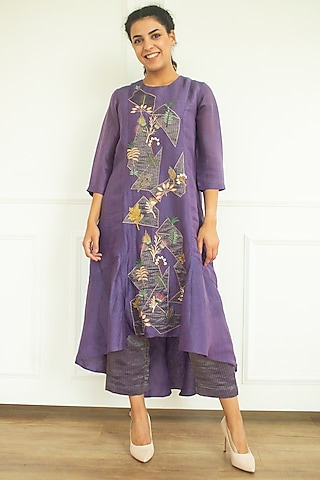 Plum Embroidered Tunic Set by OJA