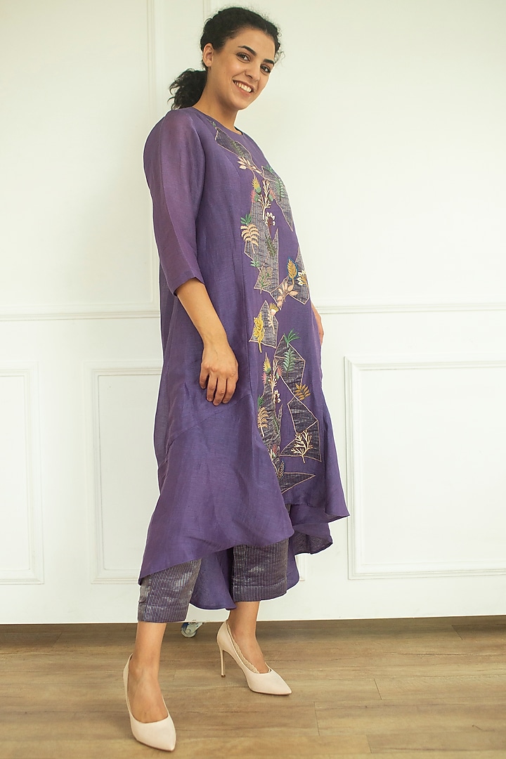 Plum Embroidered Tunic Set by OJA at Pernia's Pop Up Shop