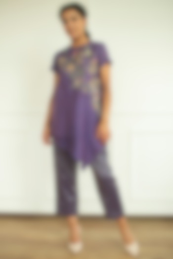 Plum Embroidered Tunic Set by OJA at Pernia's Pop Up Shop