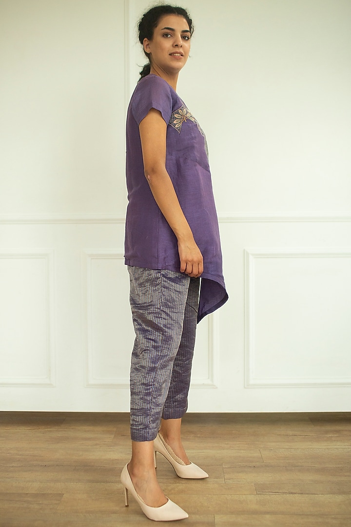 Plum Embroidered Tunic Set by OJA at Pernia's Pop Up Shop