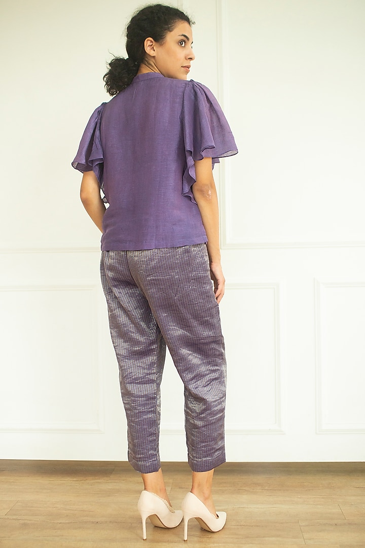 Plum Handloom Linen Silk Tunic Set by OJA at Pernia's Pop Up Shop