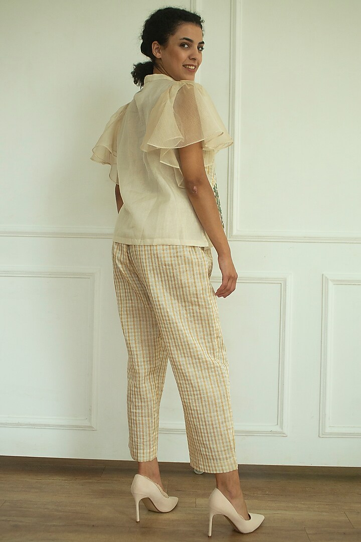 Cream Handloom Linen Silk Tunic Set by OJA at Pernia's Pop Up Shop
