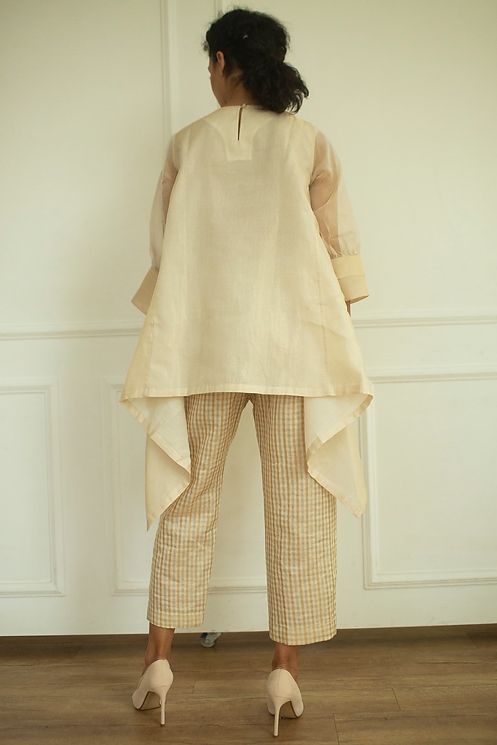 Cream Handloom Linen Silk Tunic Set by OJA at Pernia's Pop Up Shop